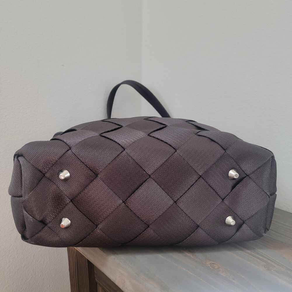 Maggie Bags Recycled Thick Seatbelt Webbing Tote Shoulder Bag Brown Purple 13x9‎ - Picture 9 of 16
